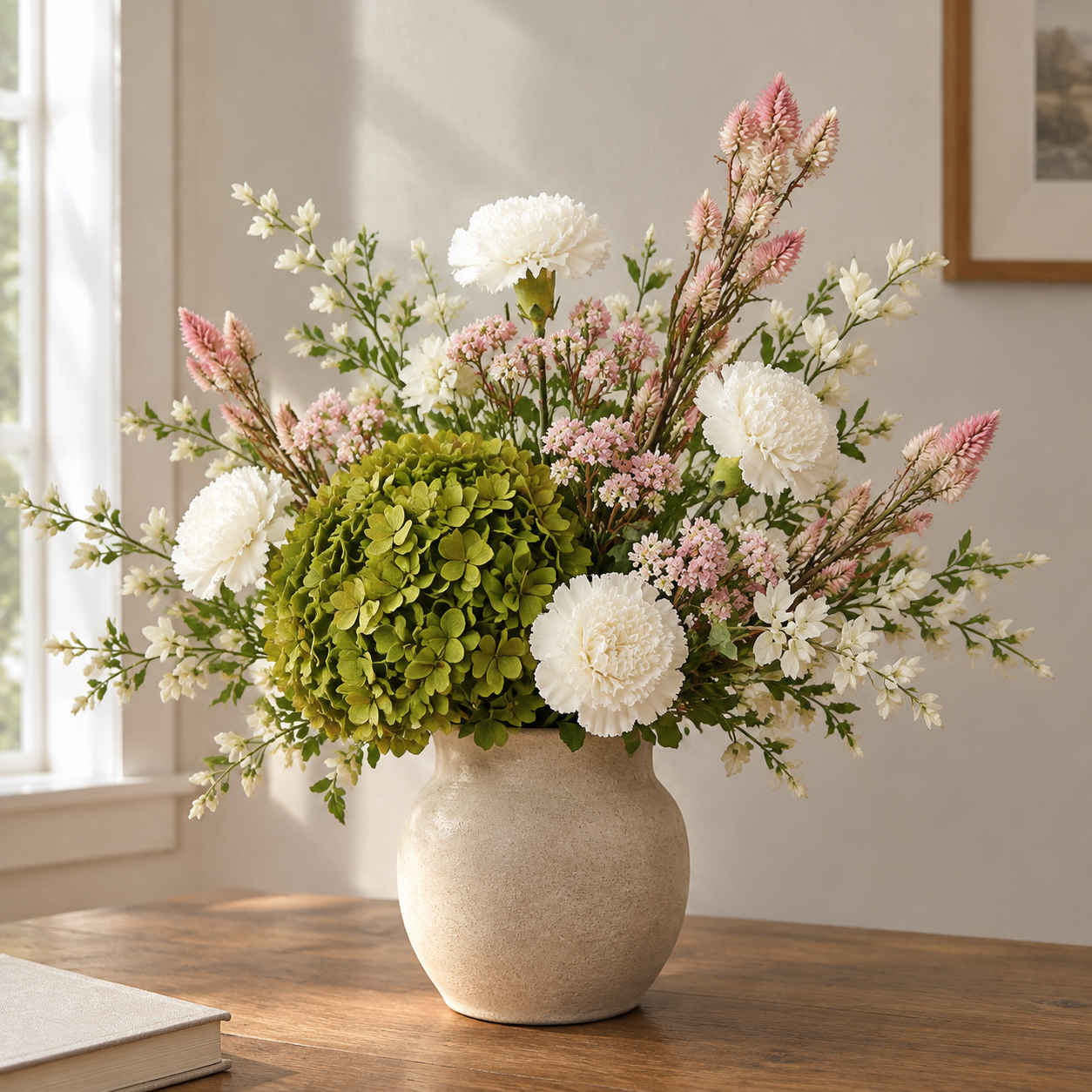 Carnation White Dining Table Centerpiece