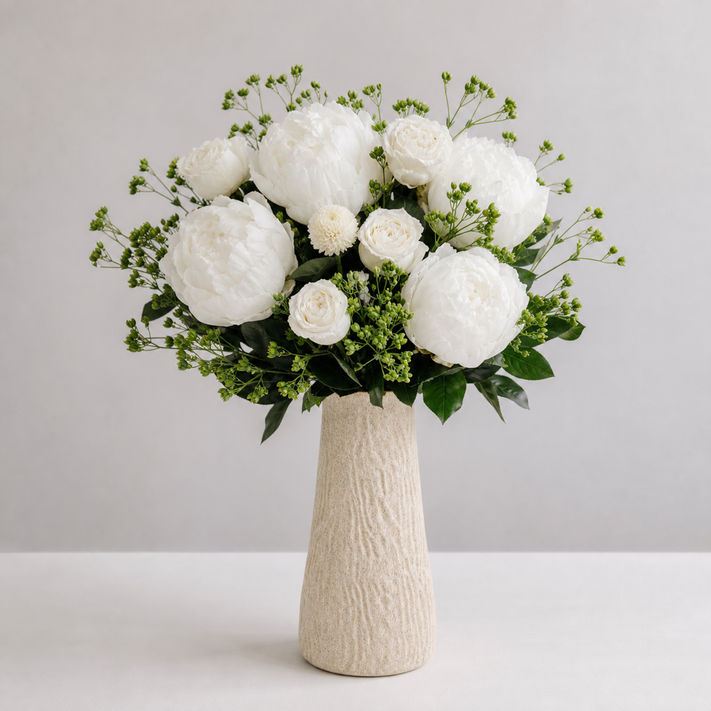 Peony White Desk Arrangement