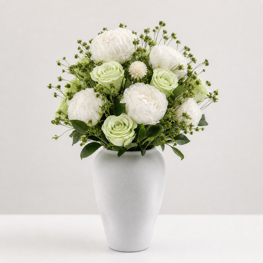 Rose Pale Green Sympathy Arrangement