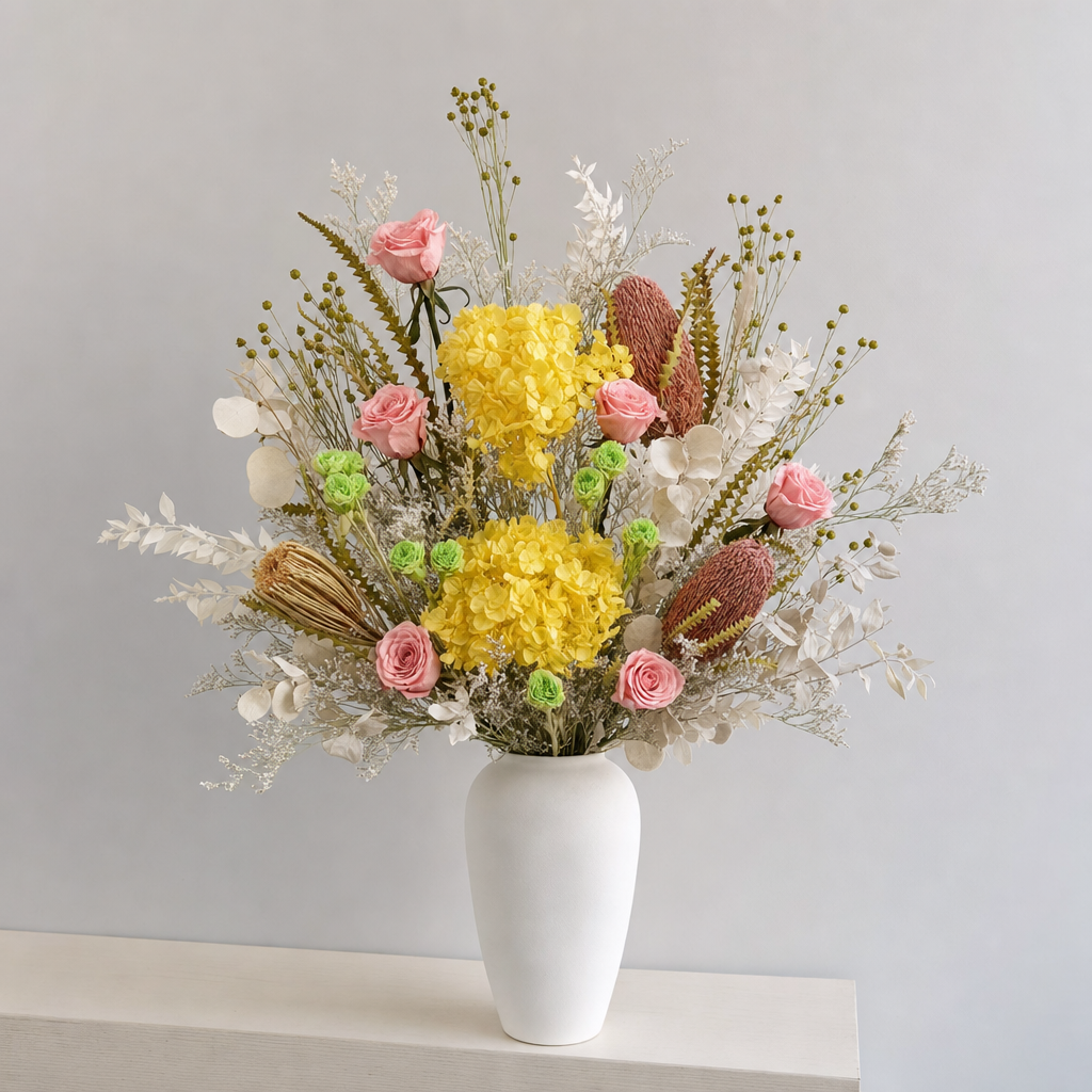 Rose Pink Console Arrangement