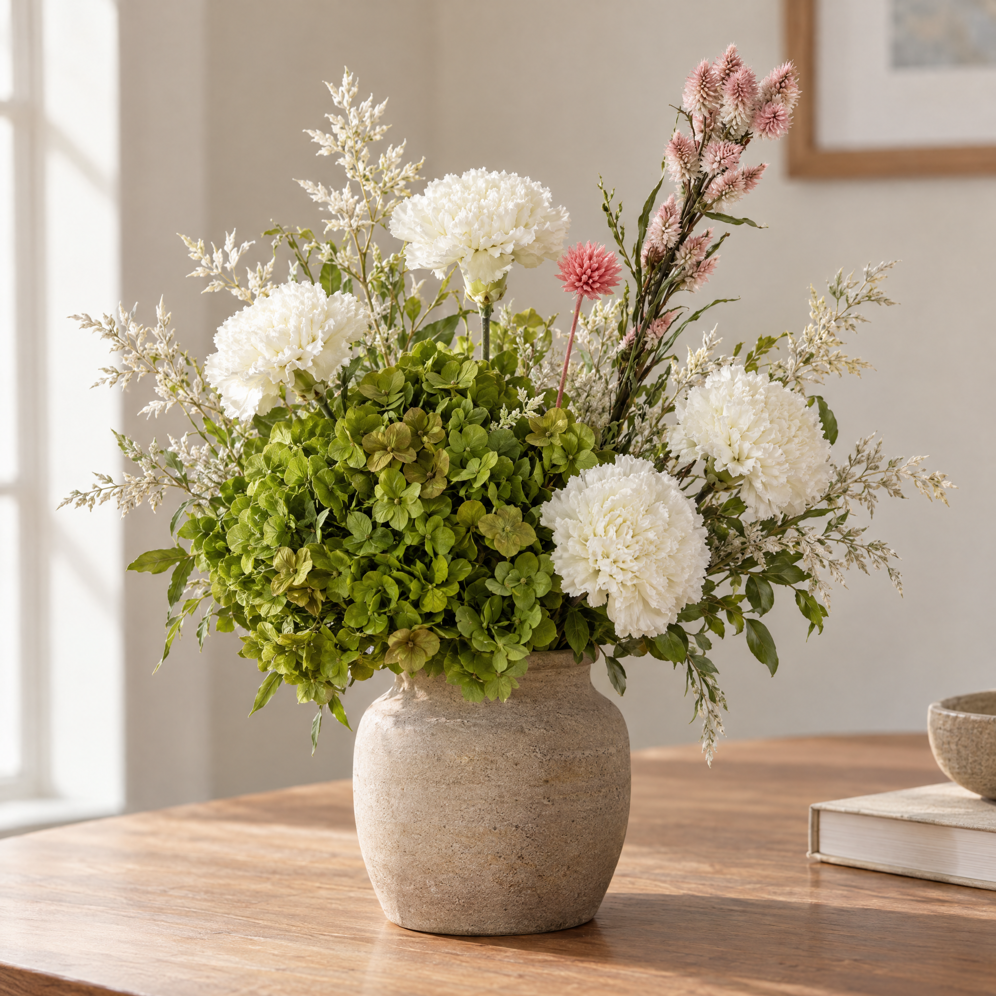 Carnation White Dining Table Centerpiece