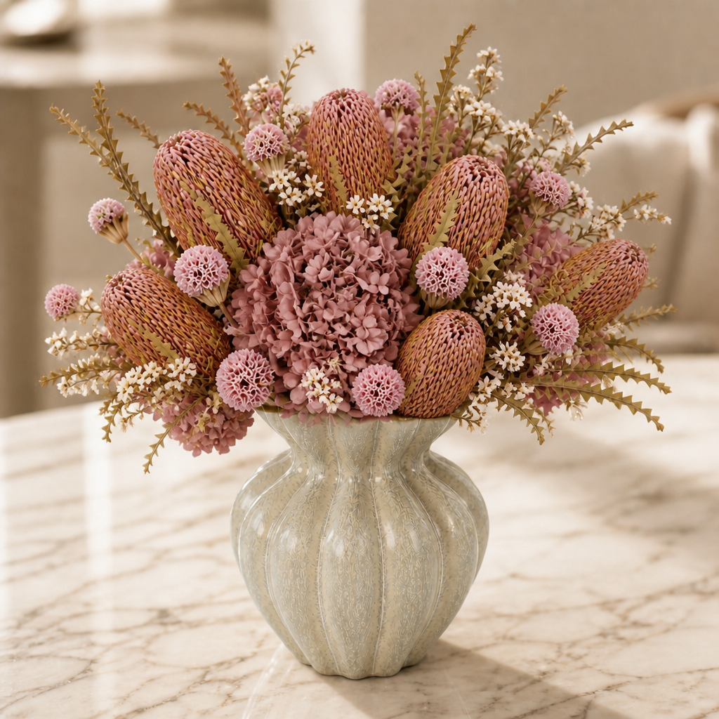 Banksia Light Pink Restaurant Arrangement