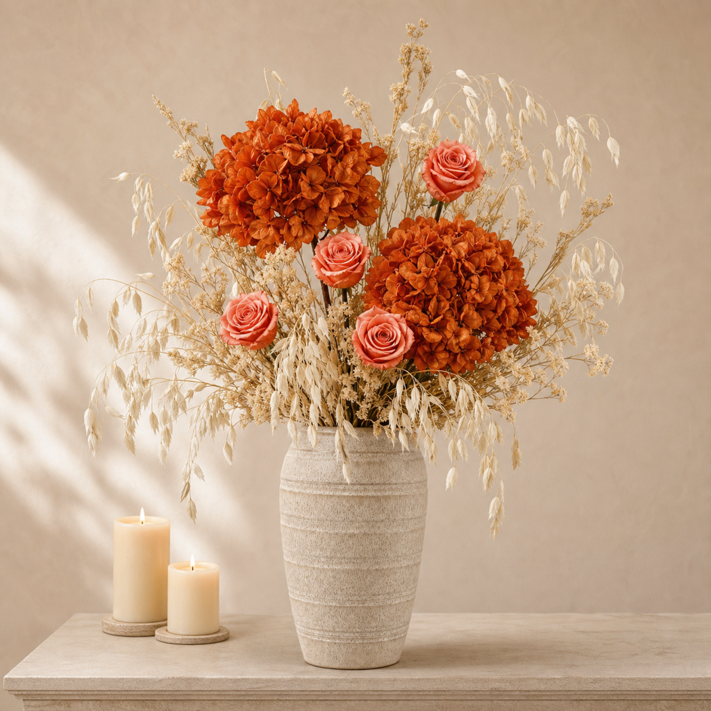Rose Coral Pink Console Arrangement