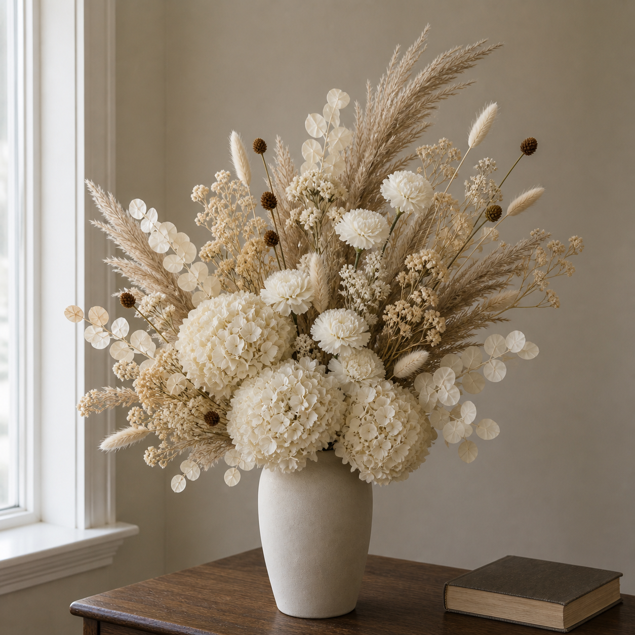 Carnation White Console Arrangement