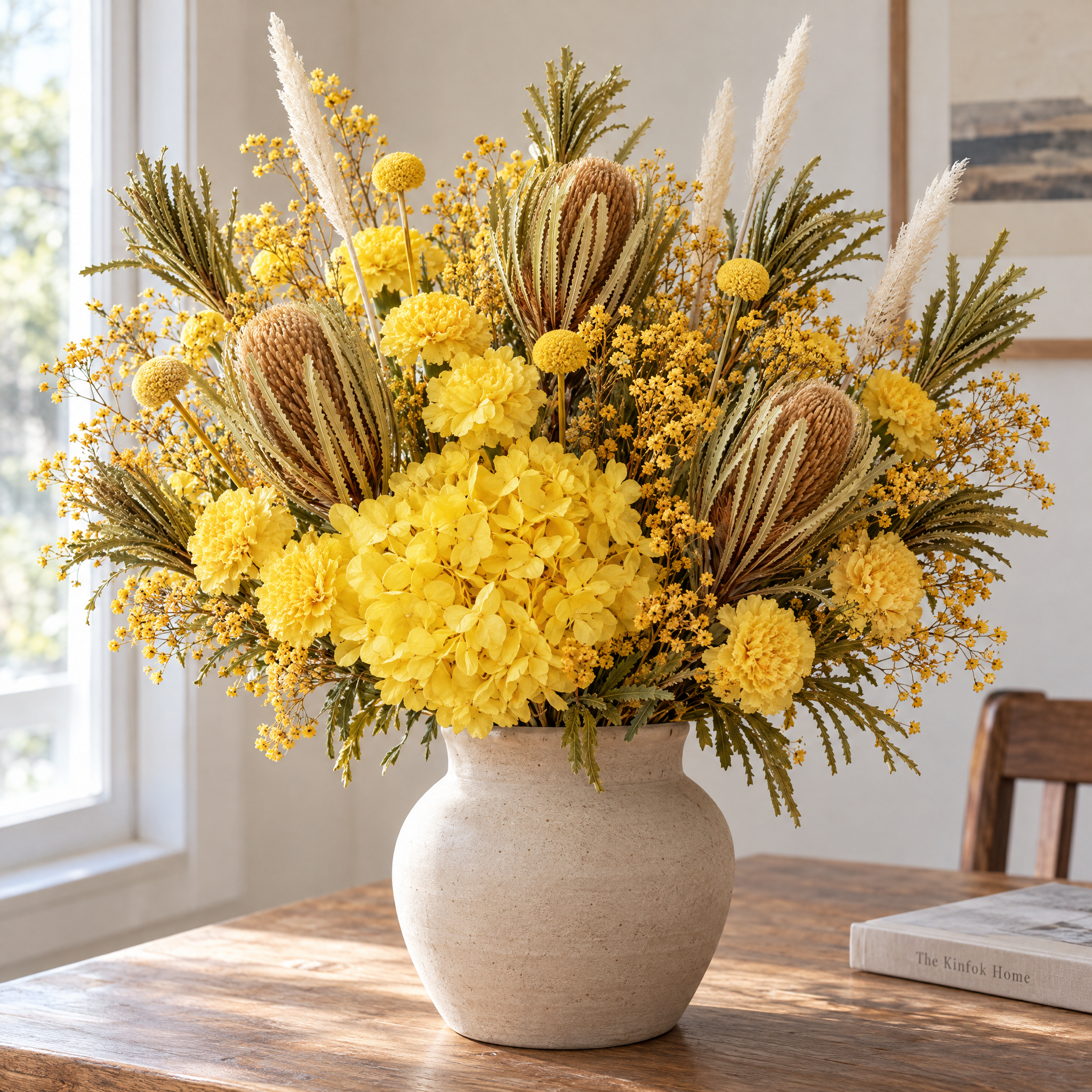 Carnation Yellow Console Arrangement