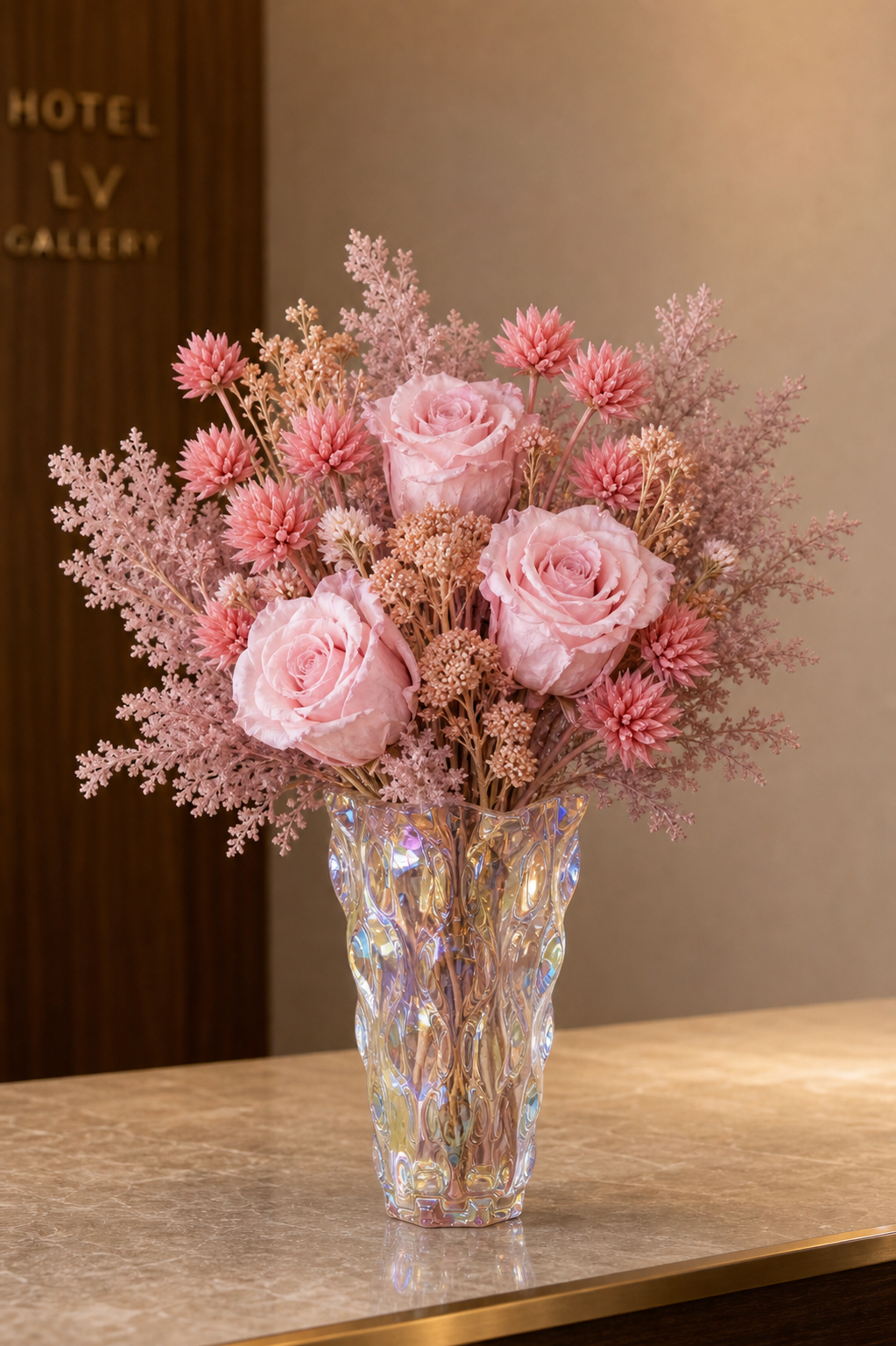 Rose Light Pink Hotel Counter Arrangement