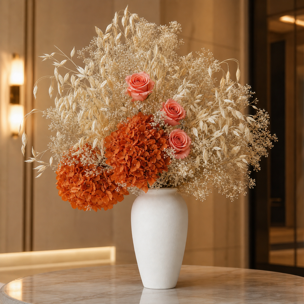 Rose Coral Pink Hotel Lobby Arrangement
