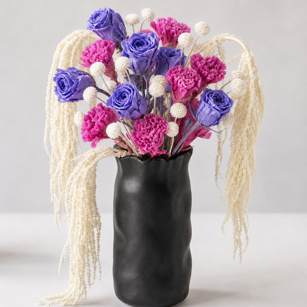 Stemmed Carnation Magenta Birthday Arrangement