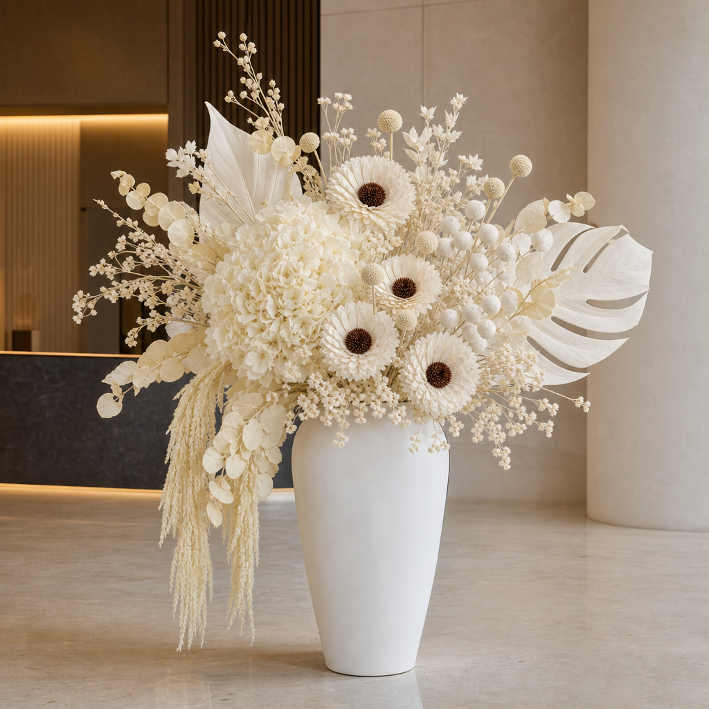 Sola Flower White Long Stem Hotel Lobby Arrangement