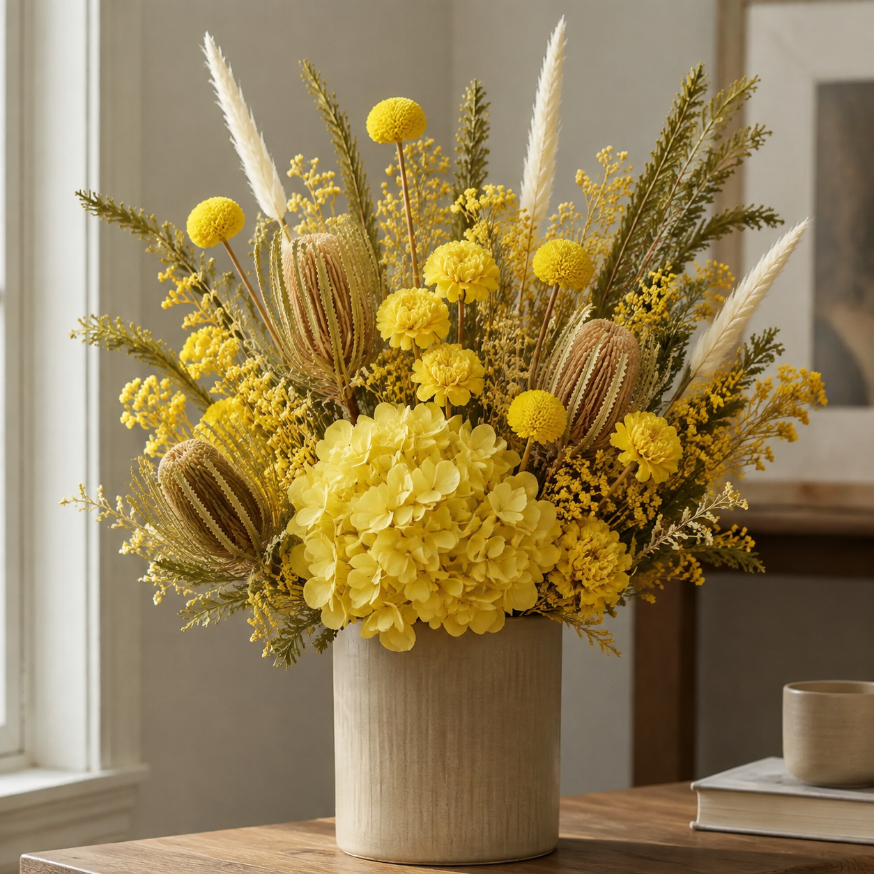 Carnation Yellow Console Arrangement