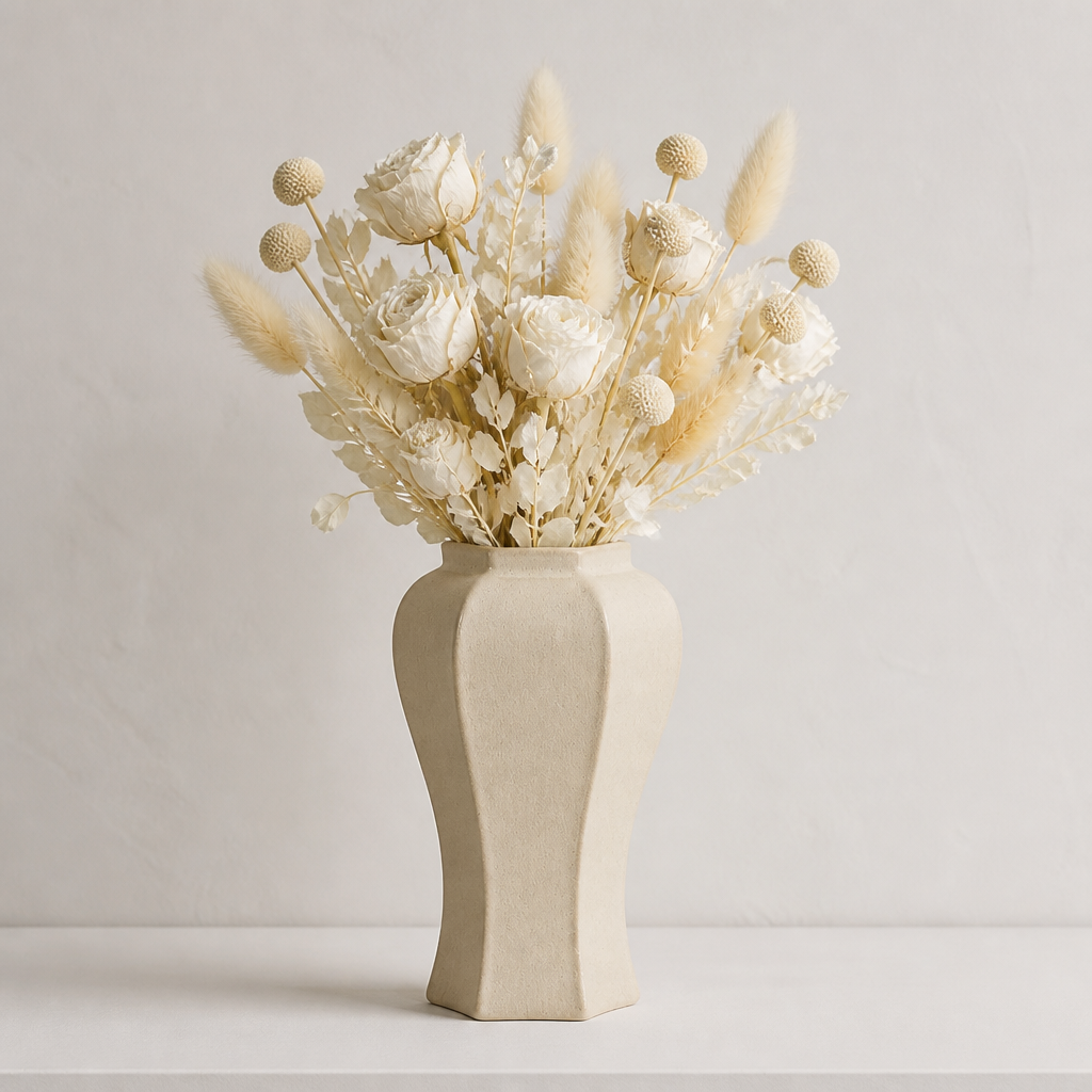 Stemmed Rose White Shelf Arrangement
