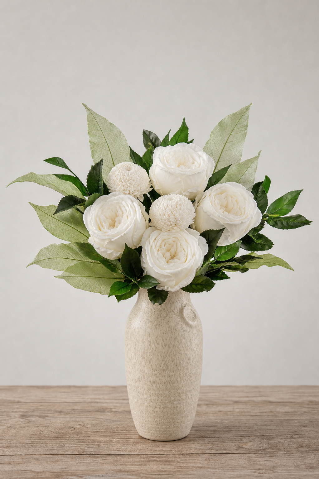 Large Austin Rose White Restaurant Arrangement
