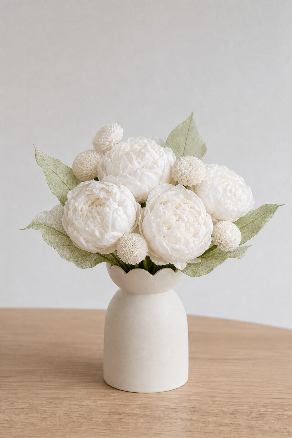 Peony White Coffee Table Centerpiece
