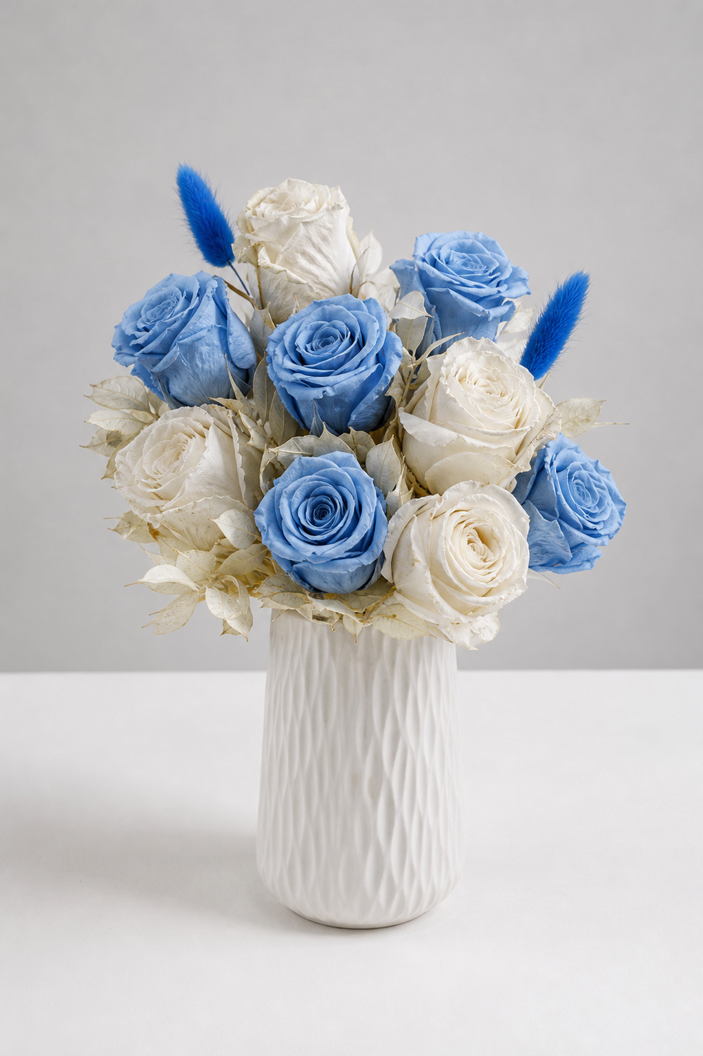 Rose Gray Blue Desk Arrangement