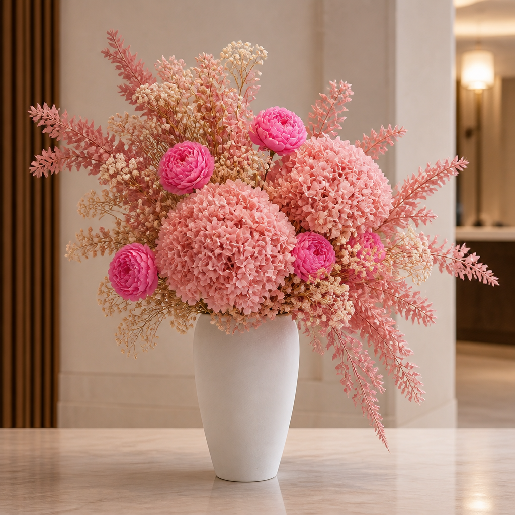 Peony Pink Hotel Lobby Arrangement