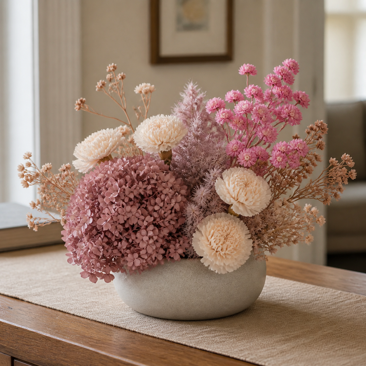 Carnation Nude Pink Dining Table Centerpiece