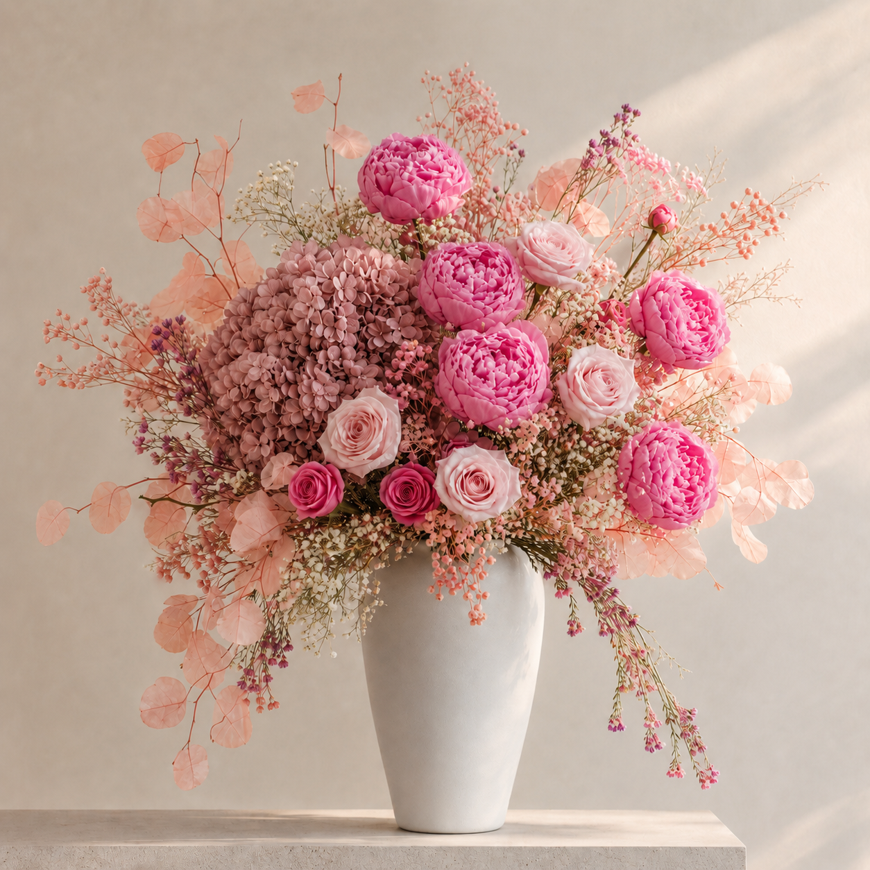 Light Pink Rose Console Arrangement