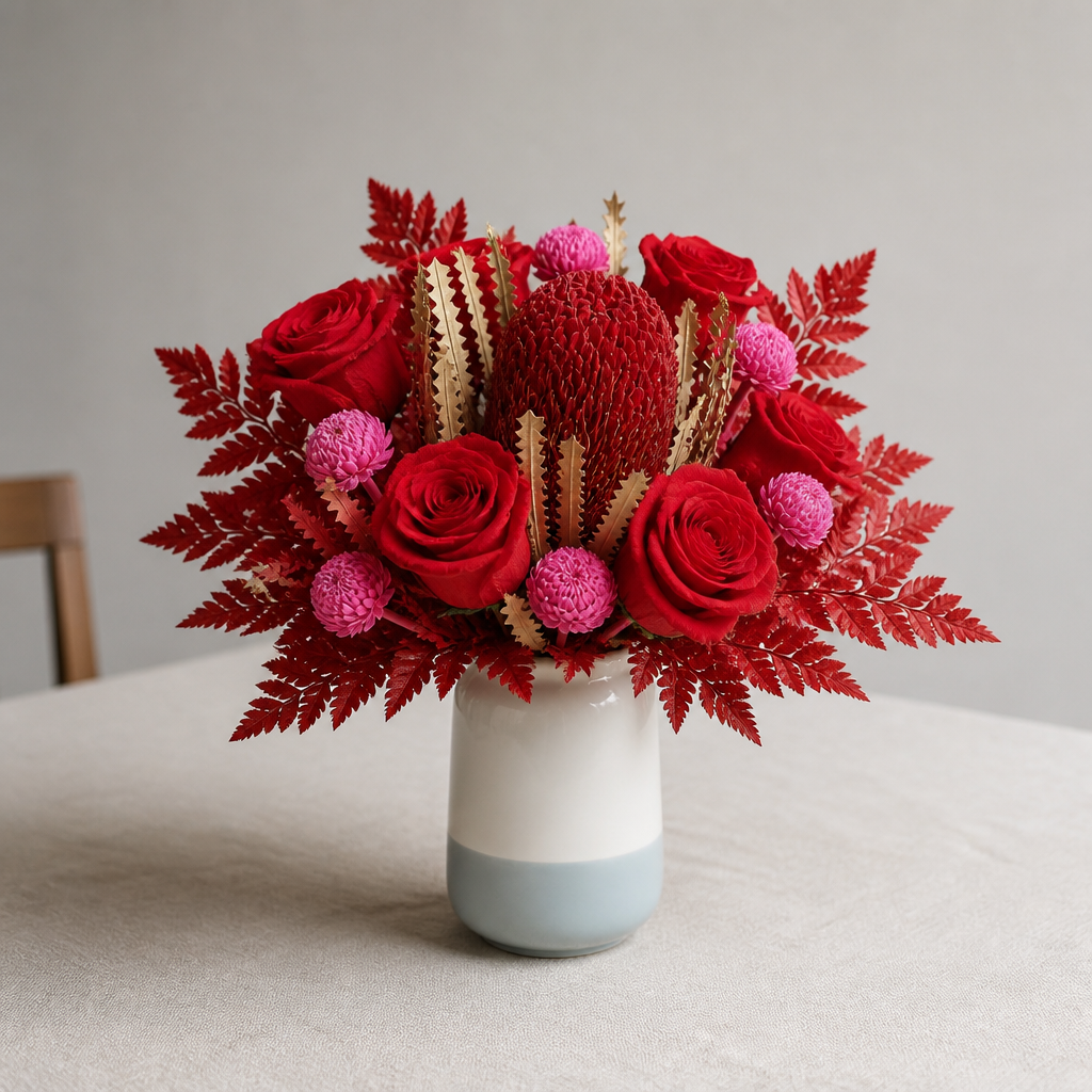Rose Red Dining Table Centerpiece