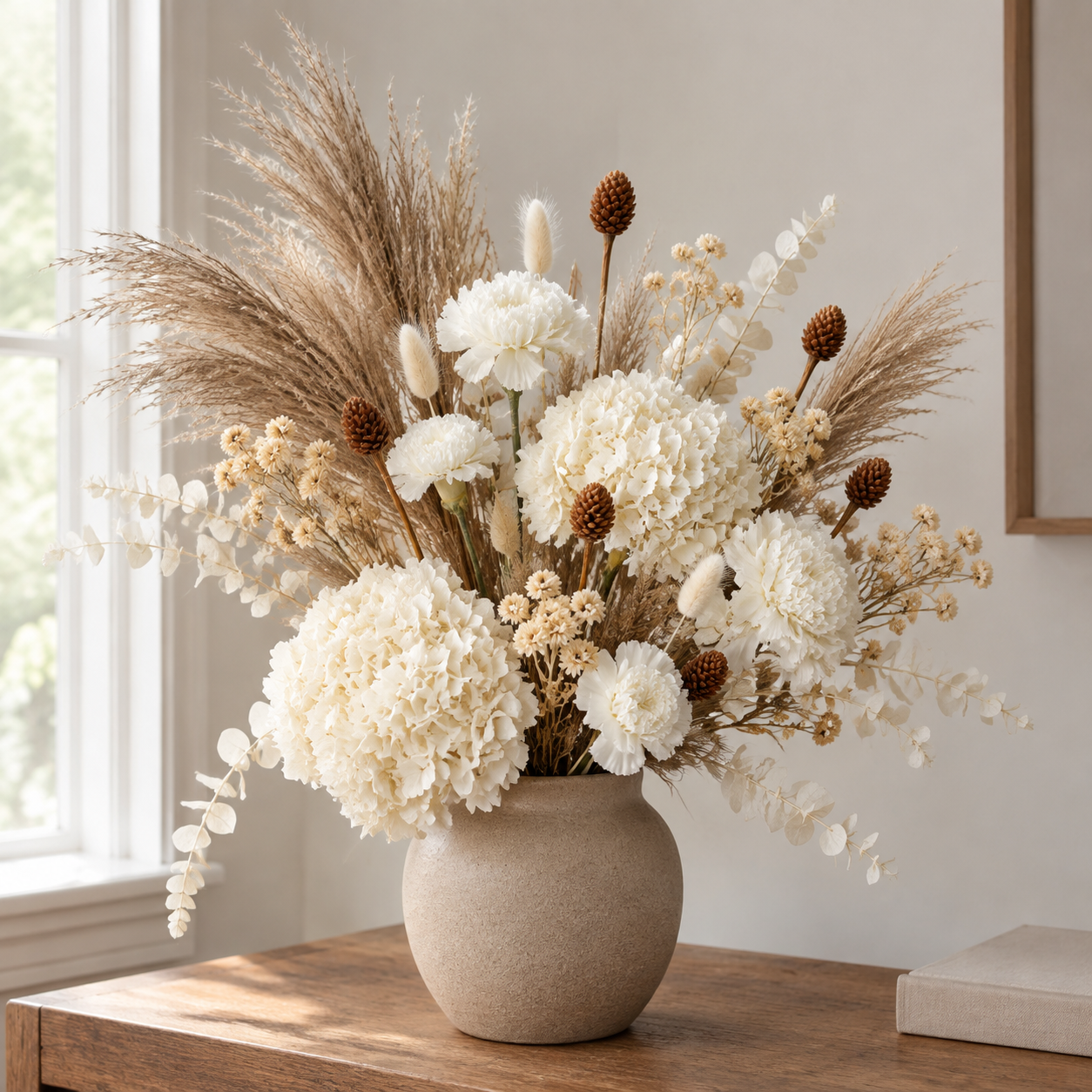 Carnation White Console Arrangement