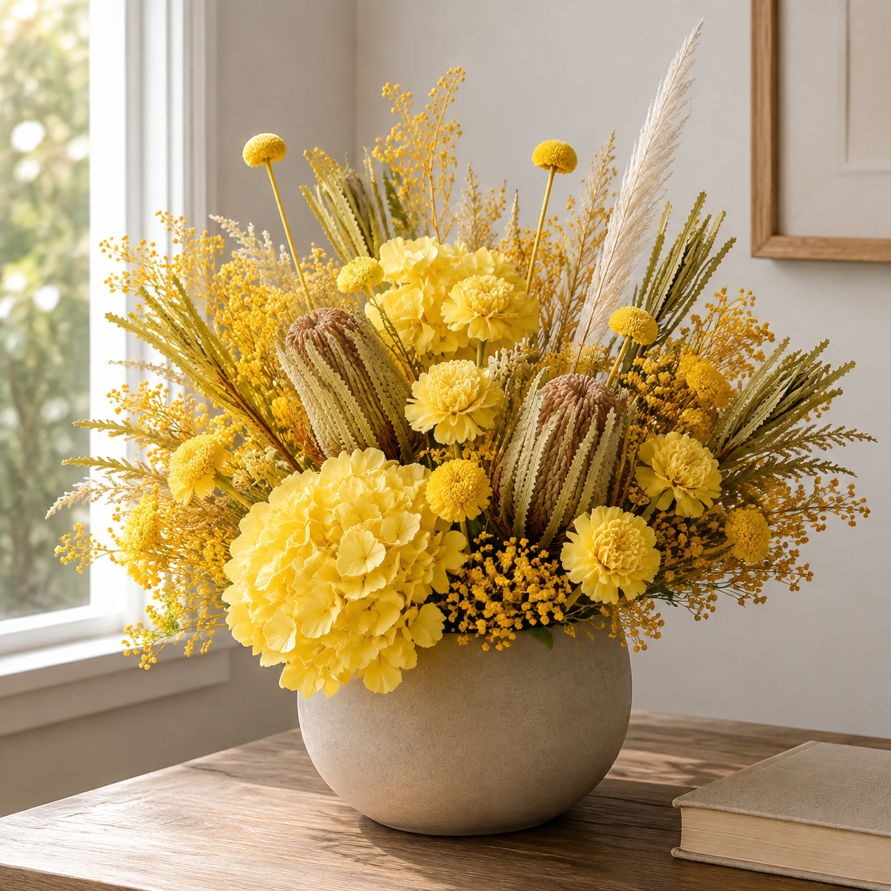 Carnation Yellow Console Arrangement