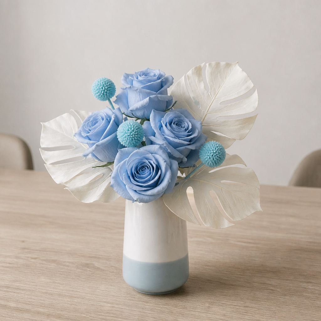 Rose Gray Blue Dining Table Centerpiece