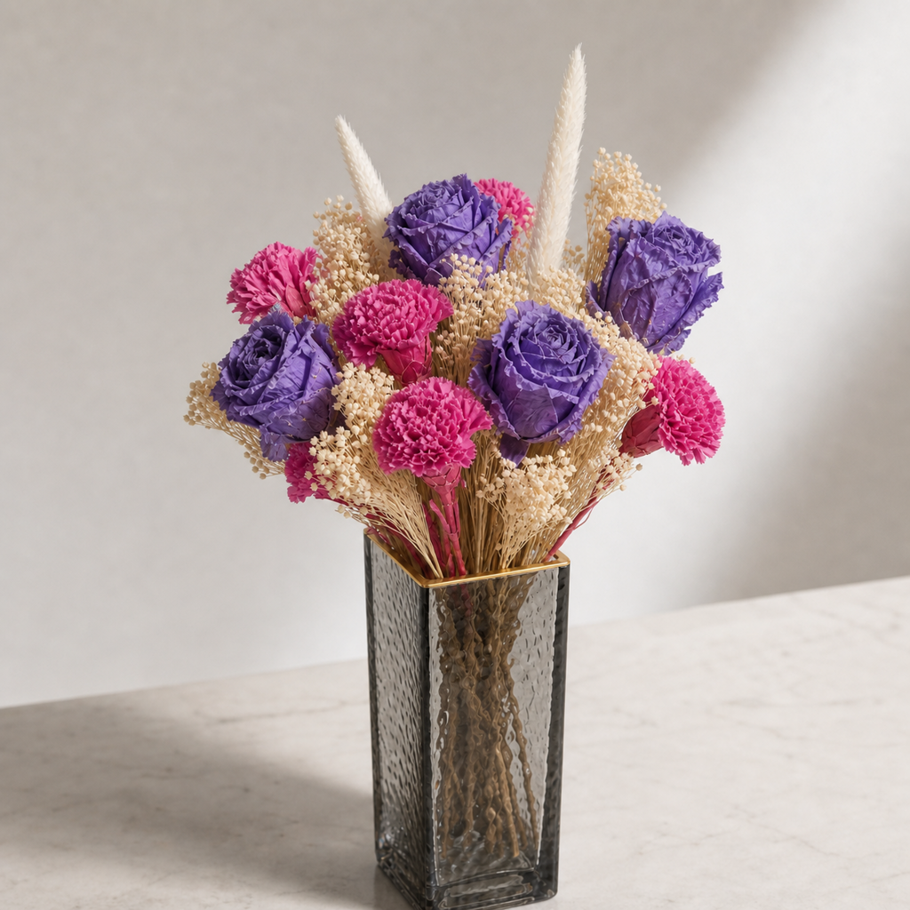 Stemmed Carnation Magenta Housewarming Arrangement