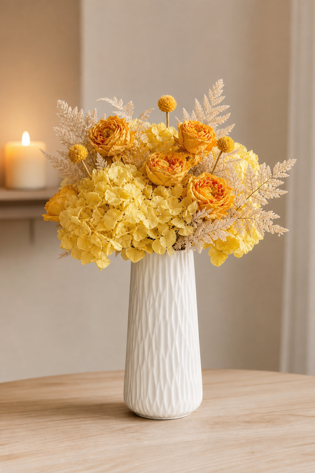Stemmed Rose Yellow Desk Arrangement