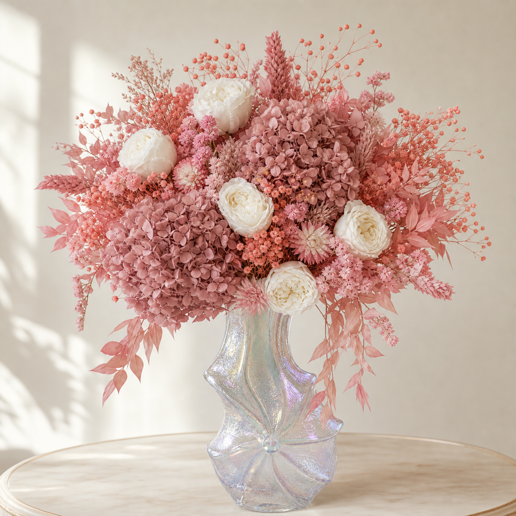 Large Austin Rose White Birthday Arrangement