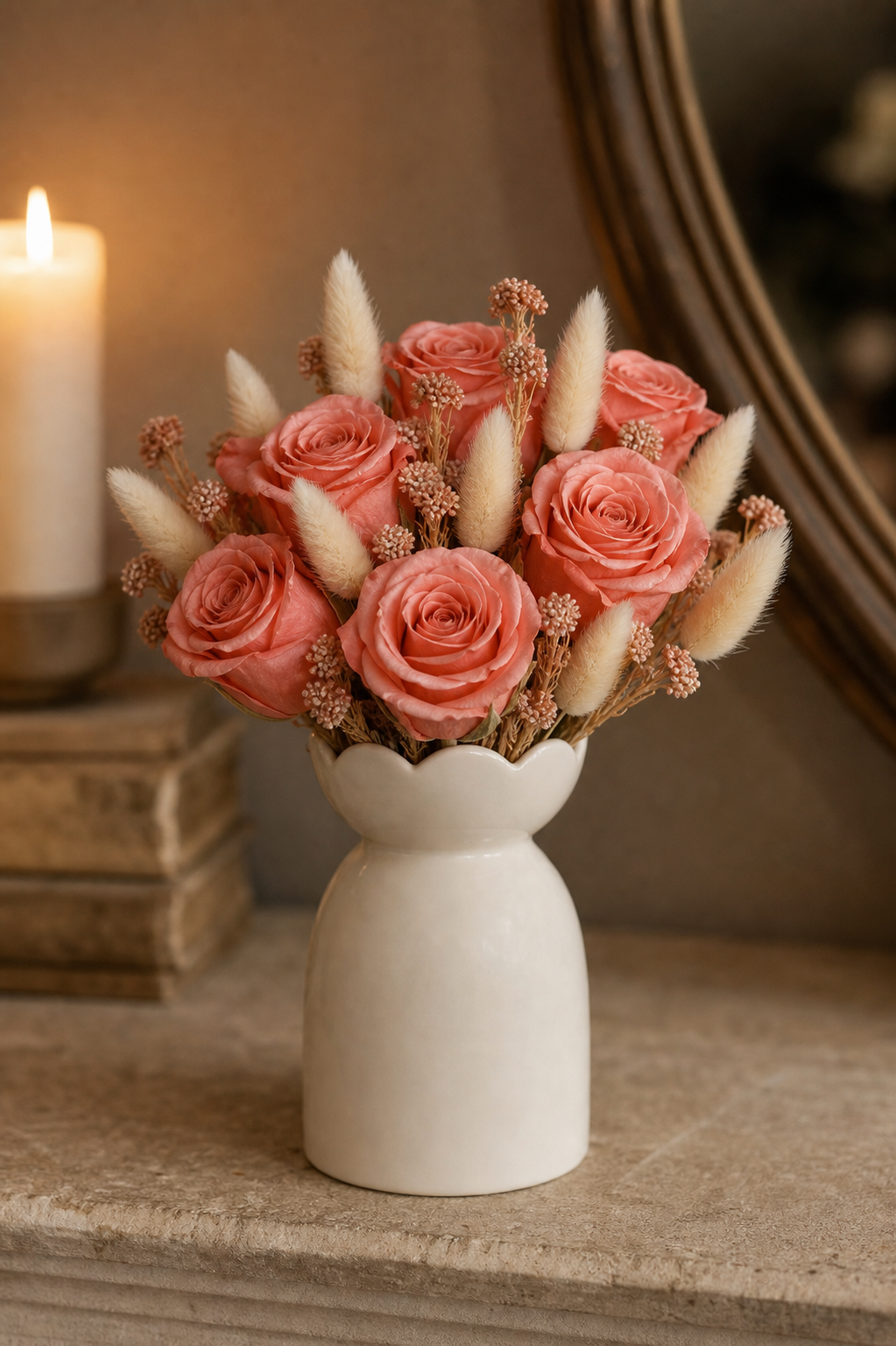 Rose Coral Pink Anniversary Arrangement