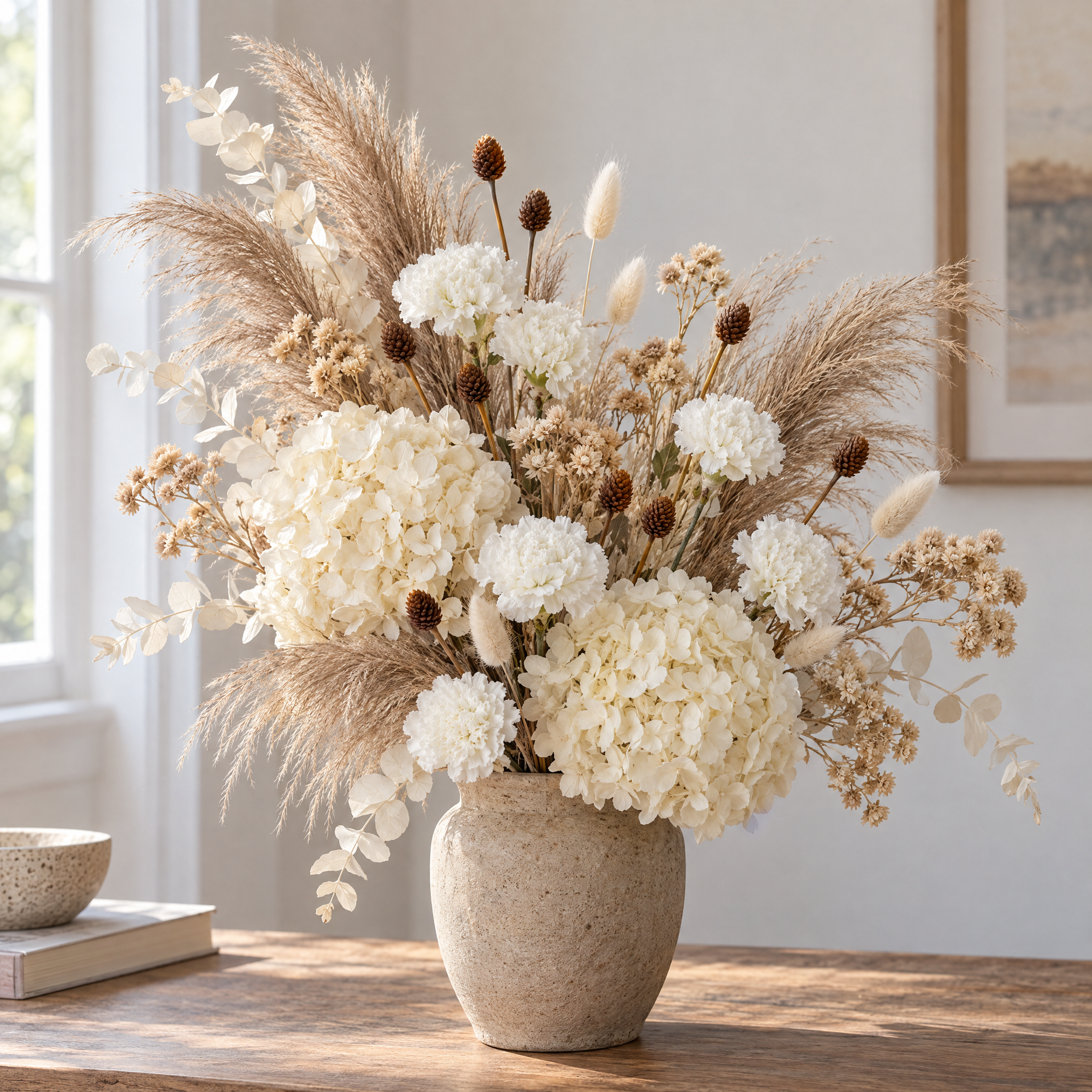 Carnation White Console Arrangement