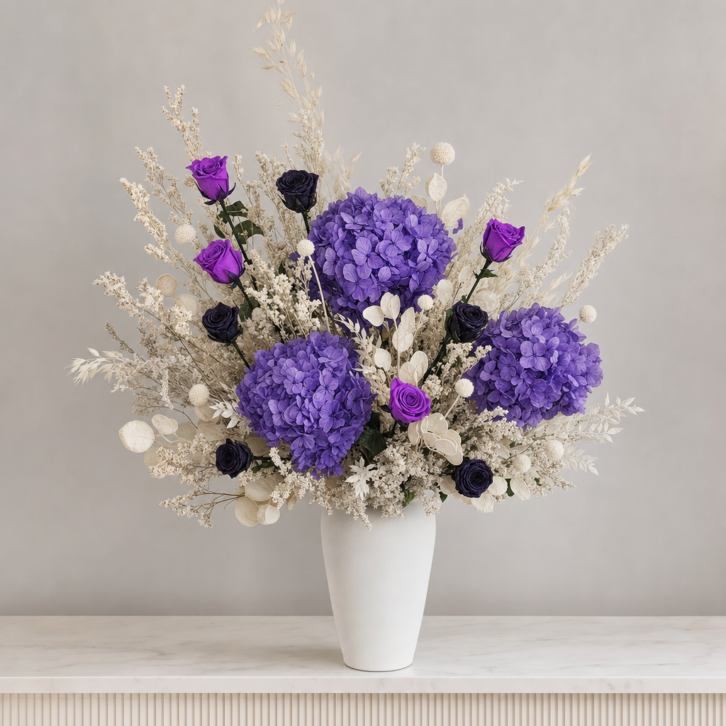 Rose Star Purple Console Arrangement