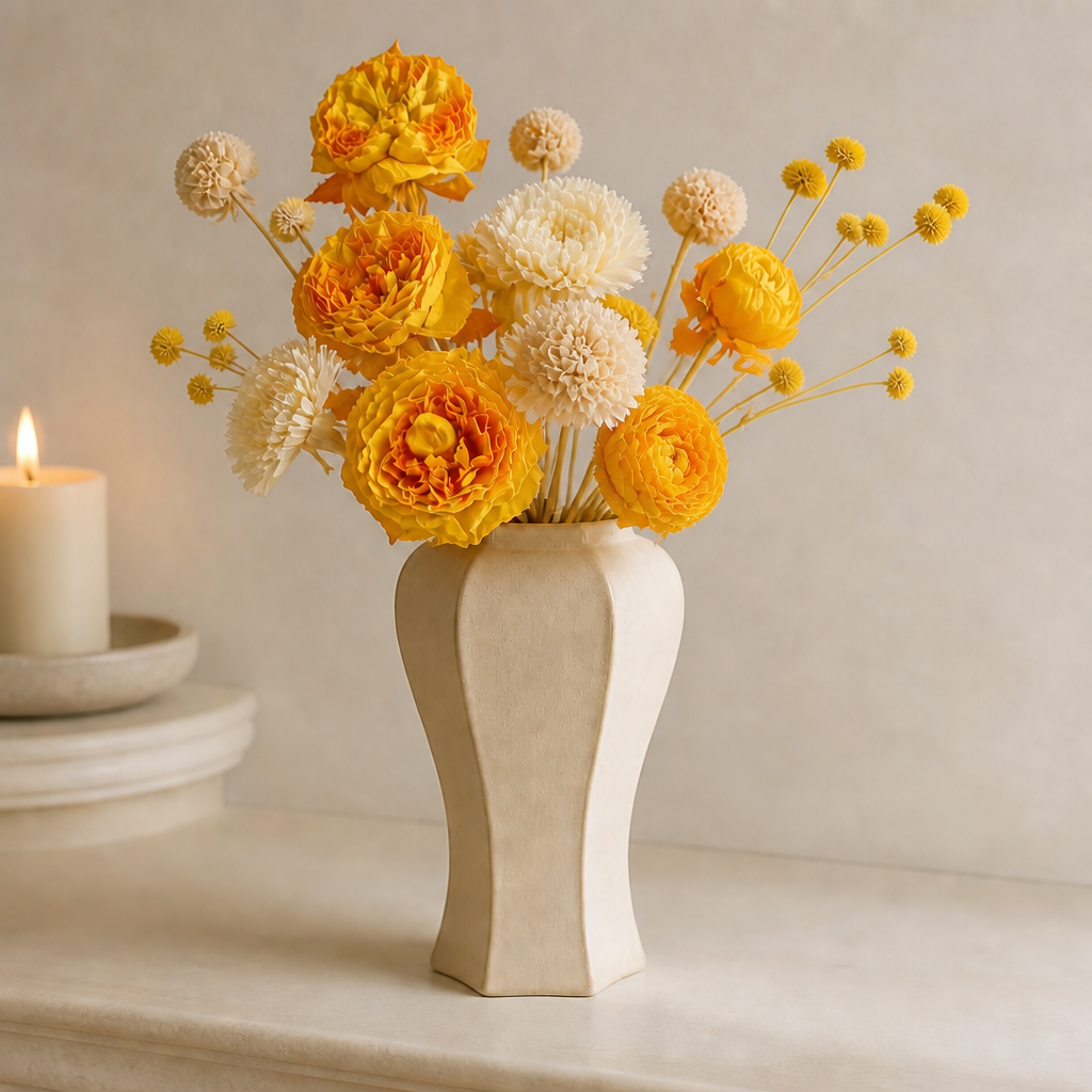 Stemmed Rose Yellow Shelf Arrangement