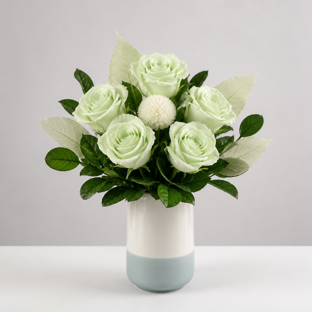 Rose Pale Green Desk Arrangement
