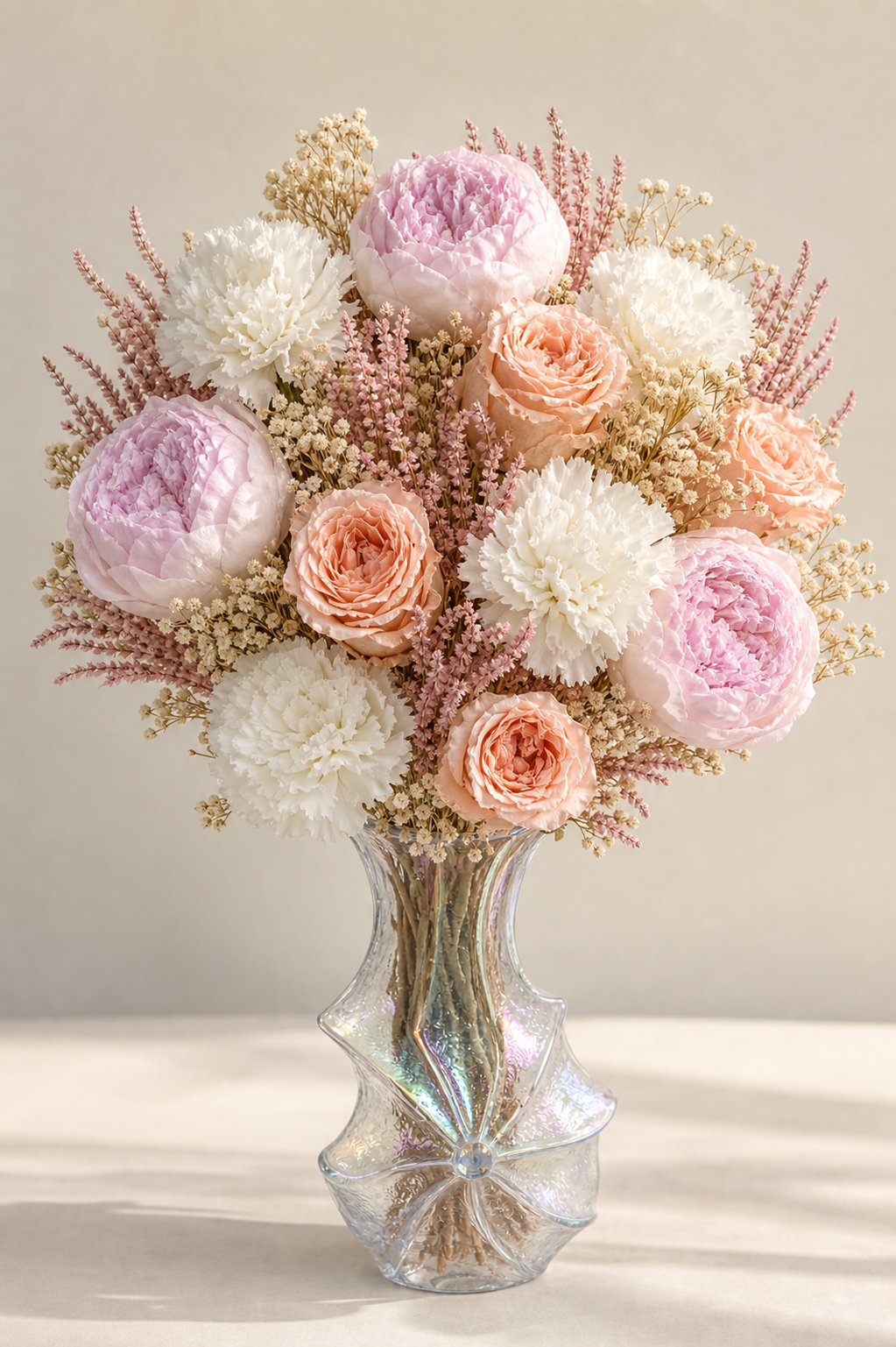 Stemmed Rose Nude Pink Birthday Arrangement