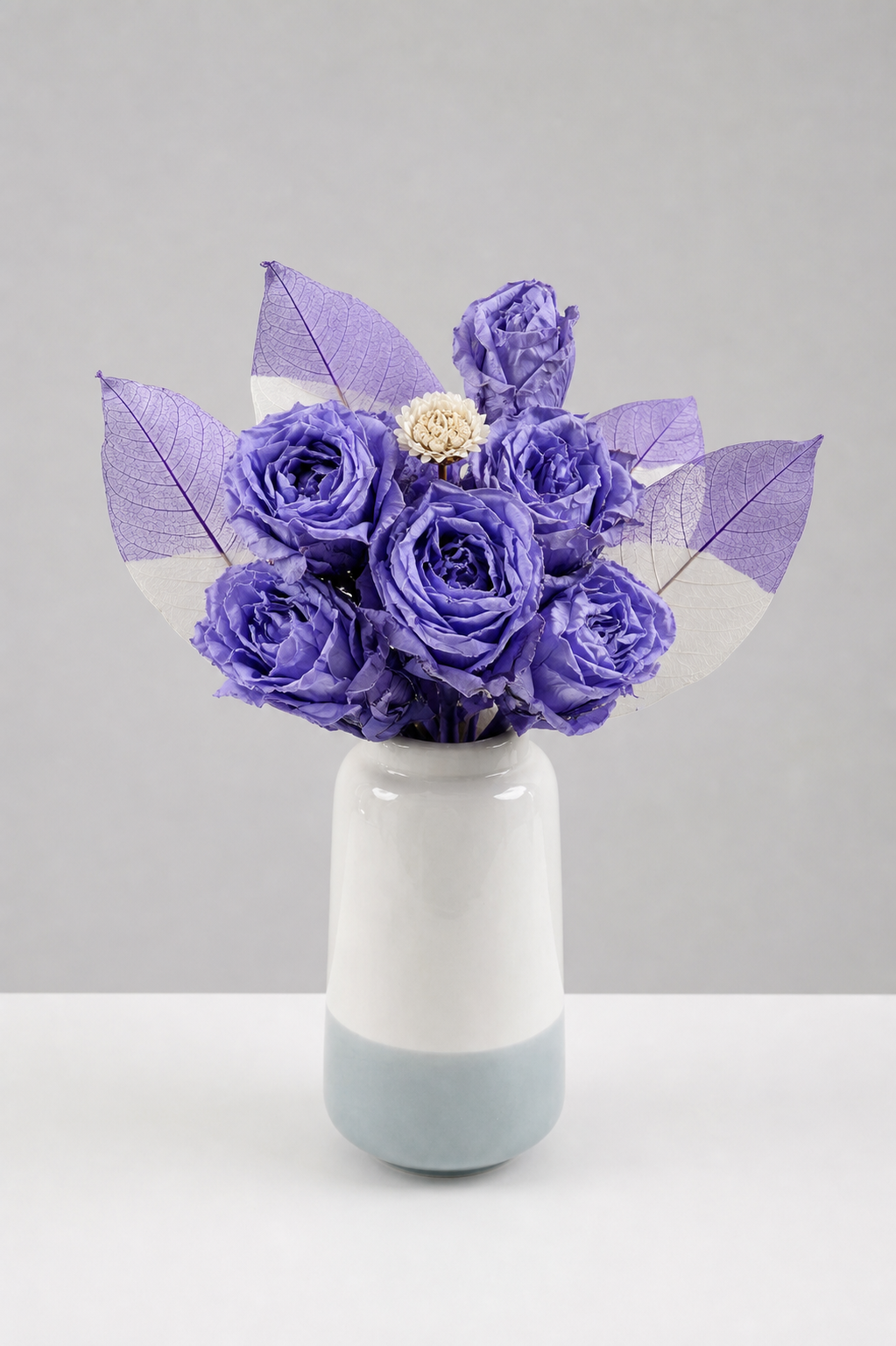 Stemmed Rose Purple Desk Arrangement