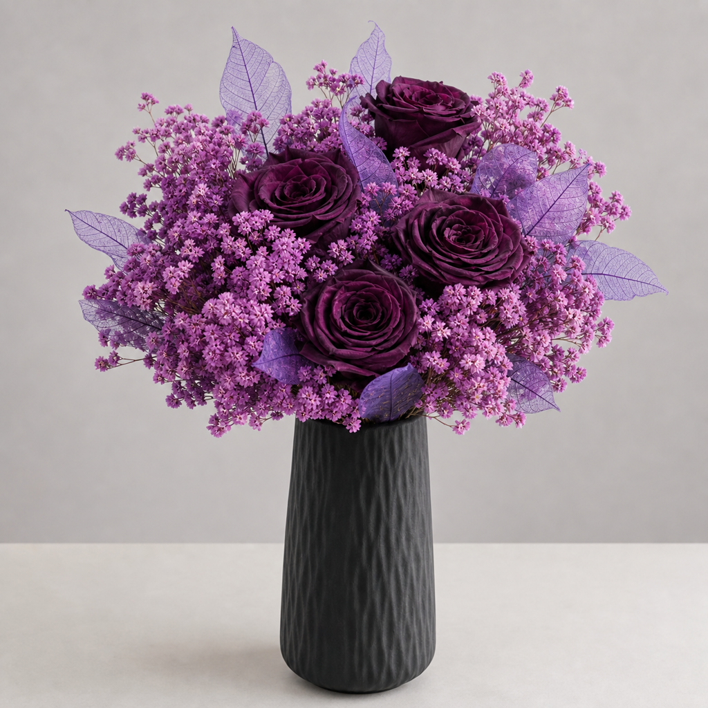 Rose Dark Purple Desk Arrangement