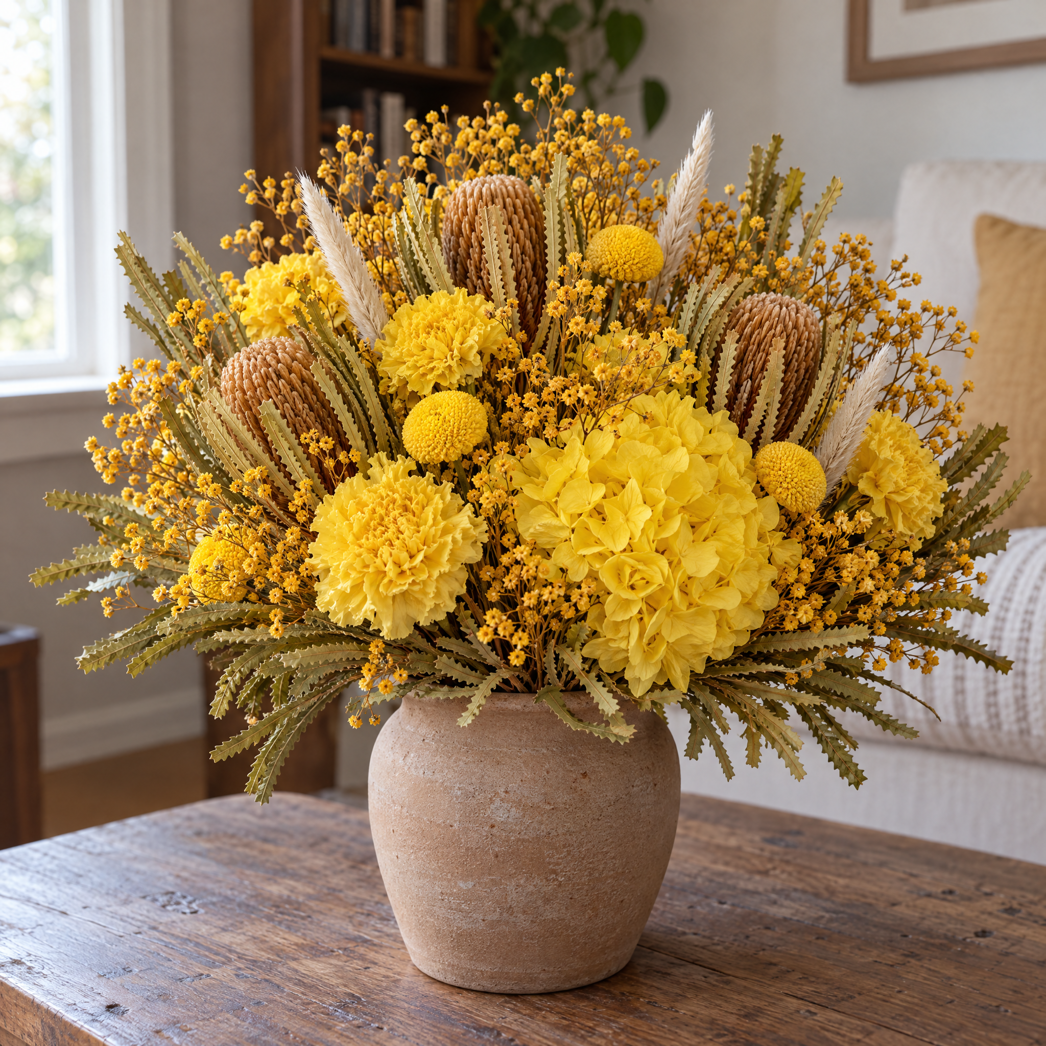 Carnation Yellow Console Arrangement