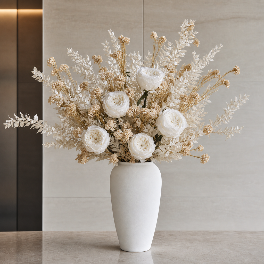 Large Austin Rose White Hotel Lobby Arrangement
