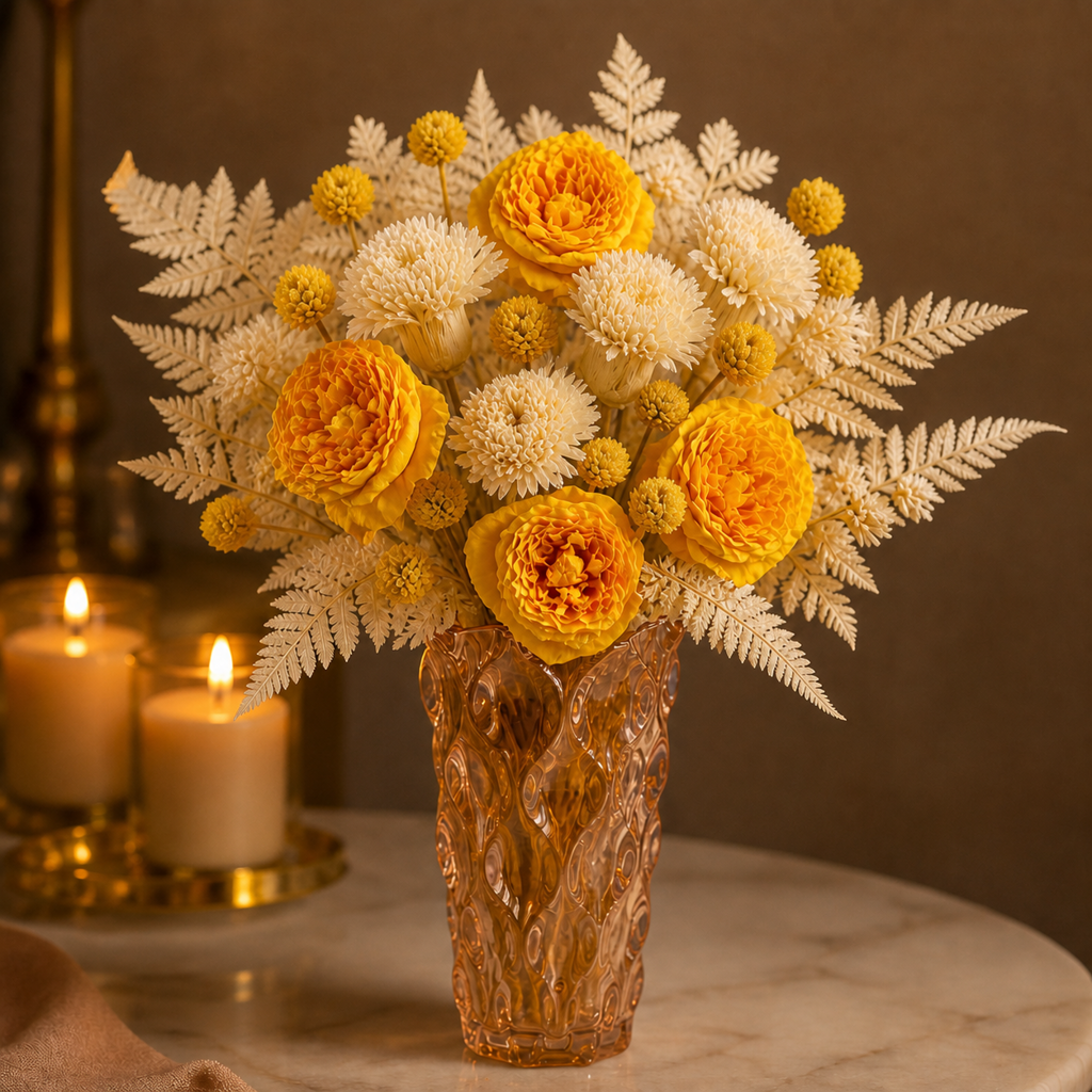 Stemmed Carnation Cream Anniversary Arrangement