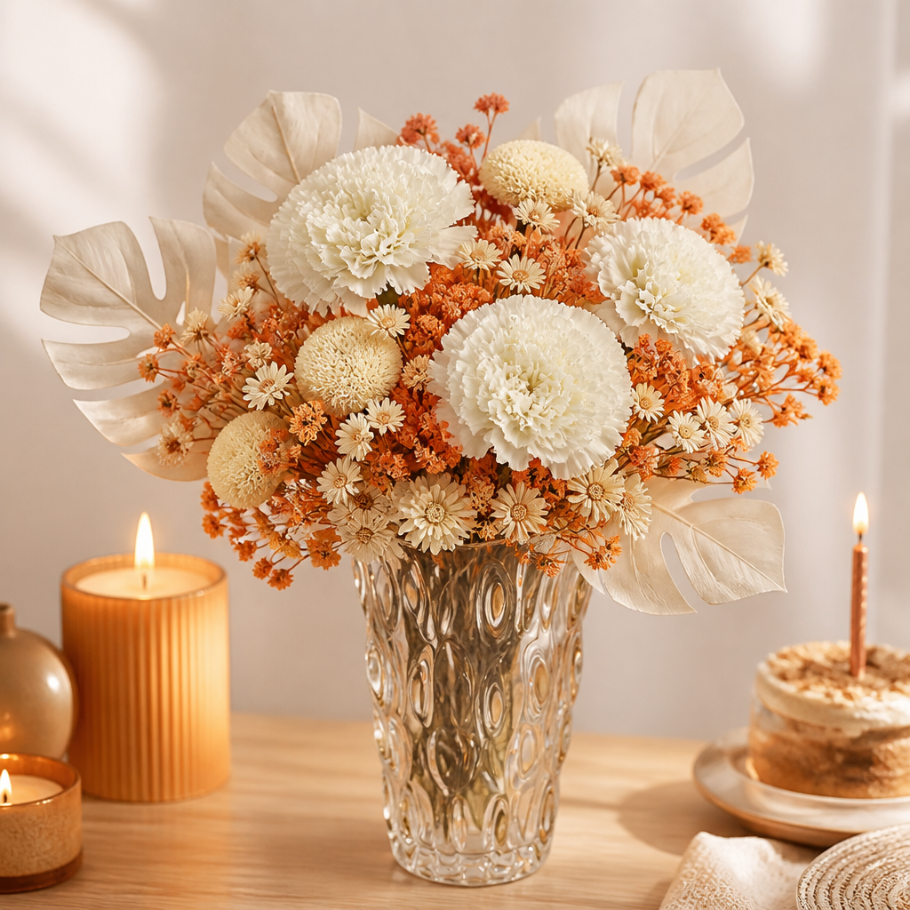 Carnation White Birthday Arrangement