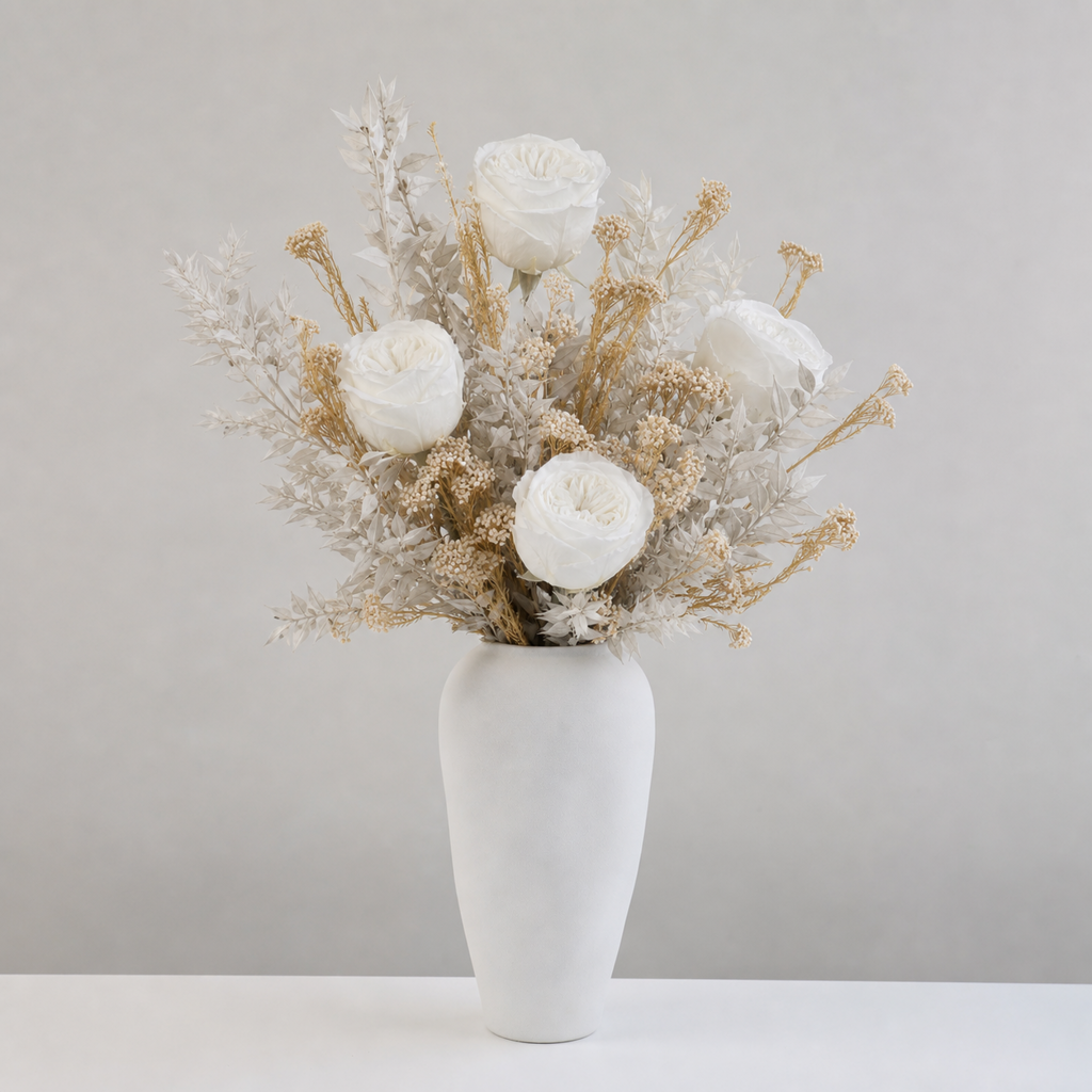 Large Austin Rose White Reception Arrangement