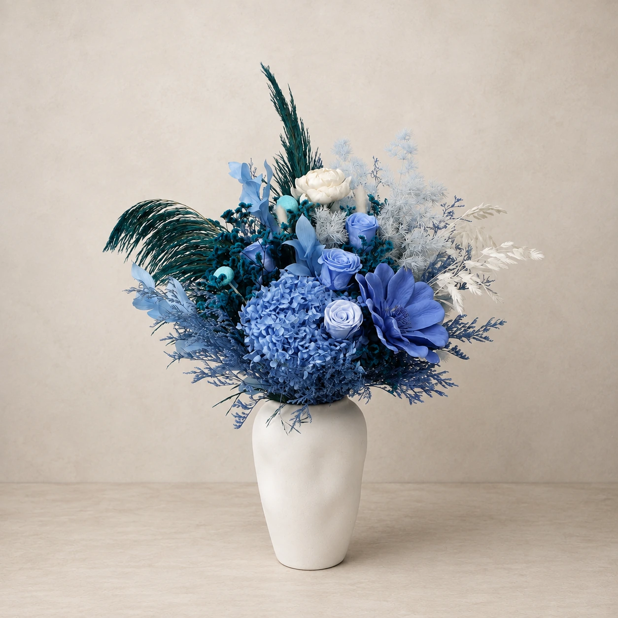 Deep Teal & Blue Preserved Bouquet