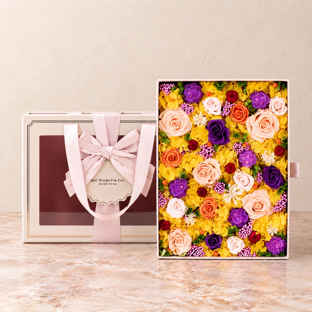 Golden Meadow Flower Box — preserved flowers