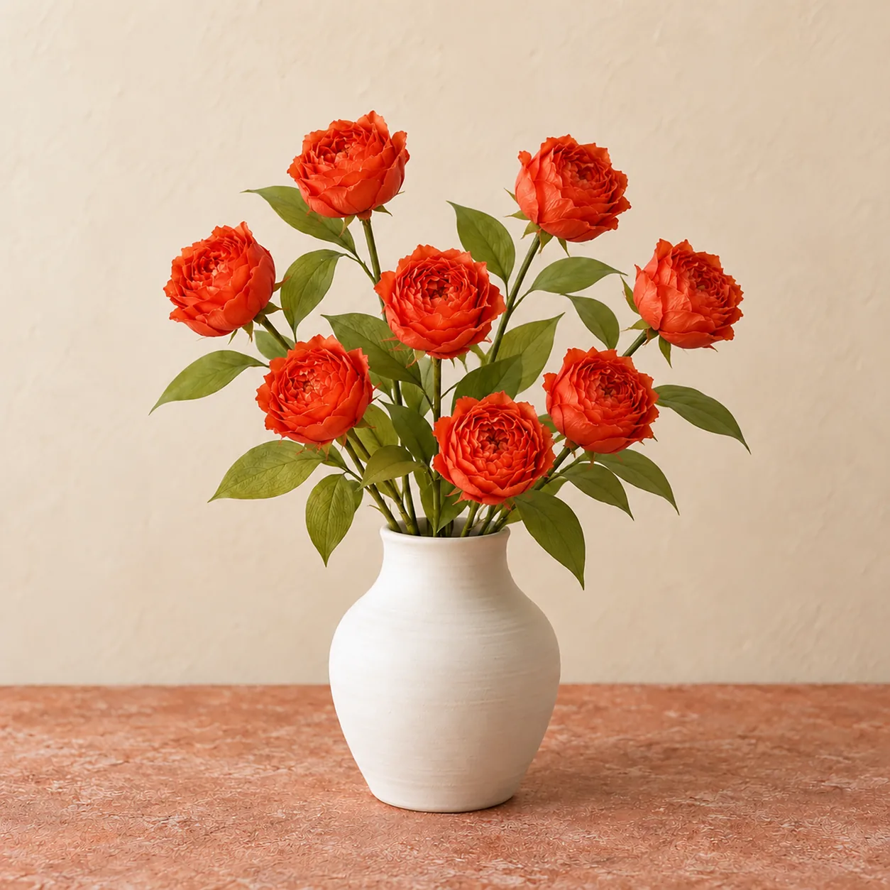 Orange Garden Rose Stems
