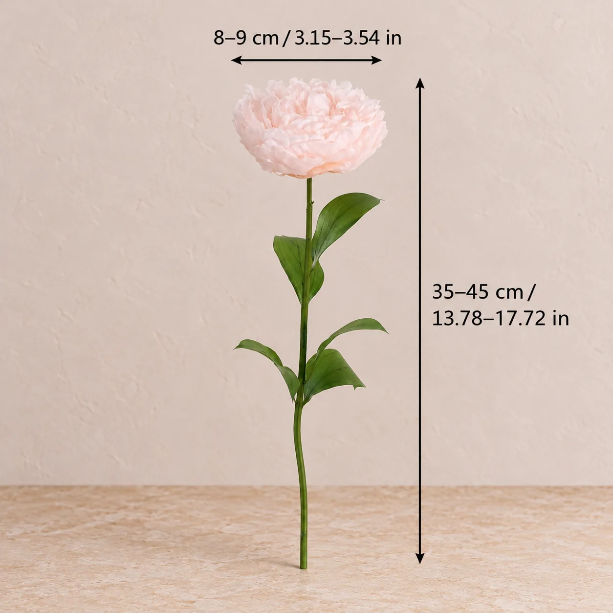 Peach Peony Stems size chart