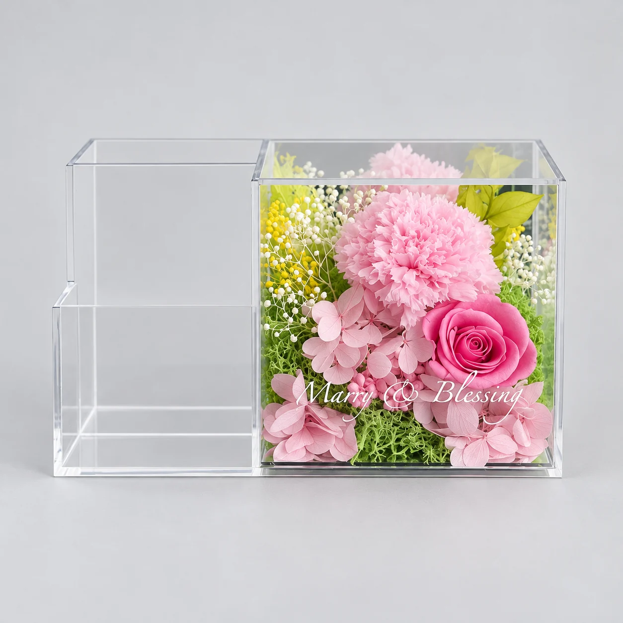 Pink Carnation Pen Holder Flower Box