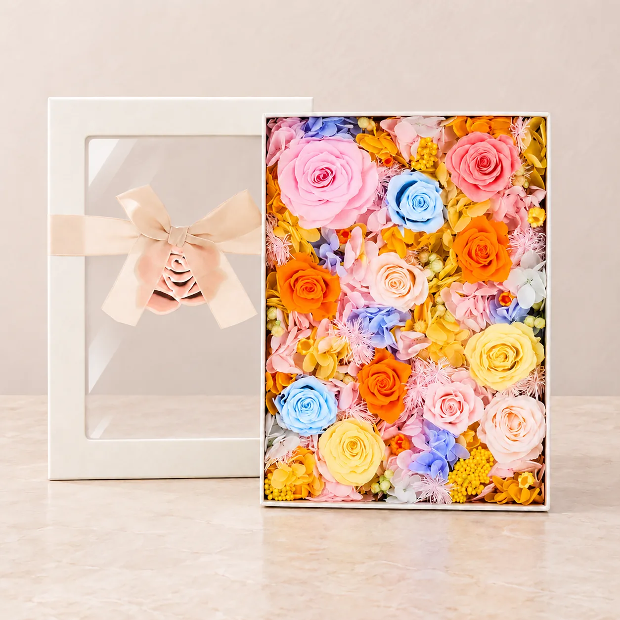 Rainbow Sherbet Flower Box — preserved flowers