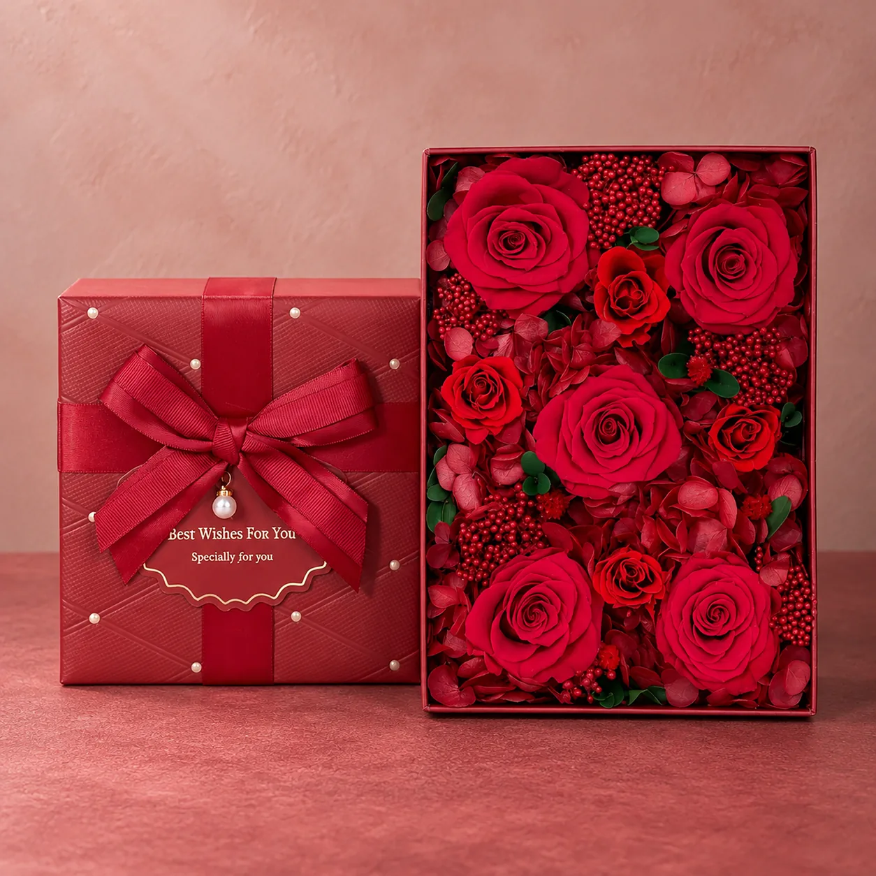 Scarlet Rose Flower Box — preserved flowers
