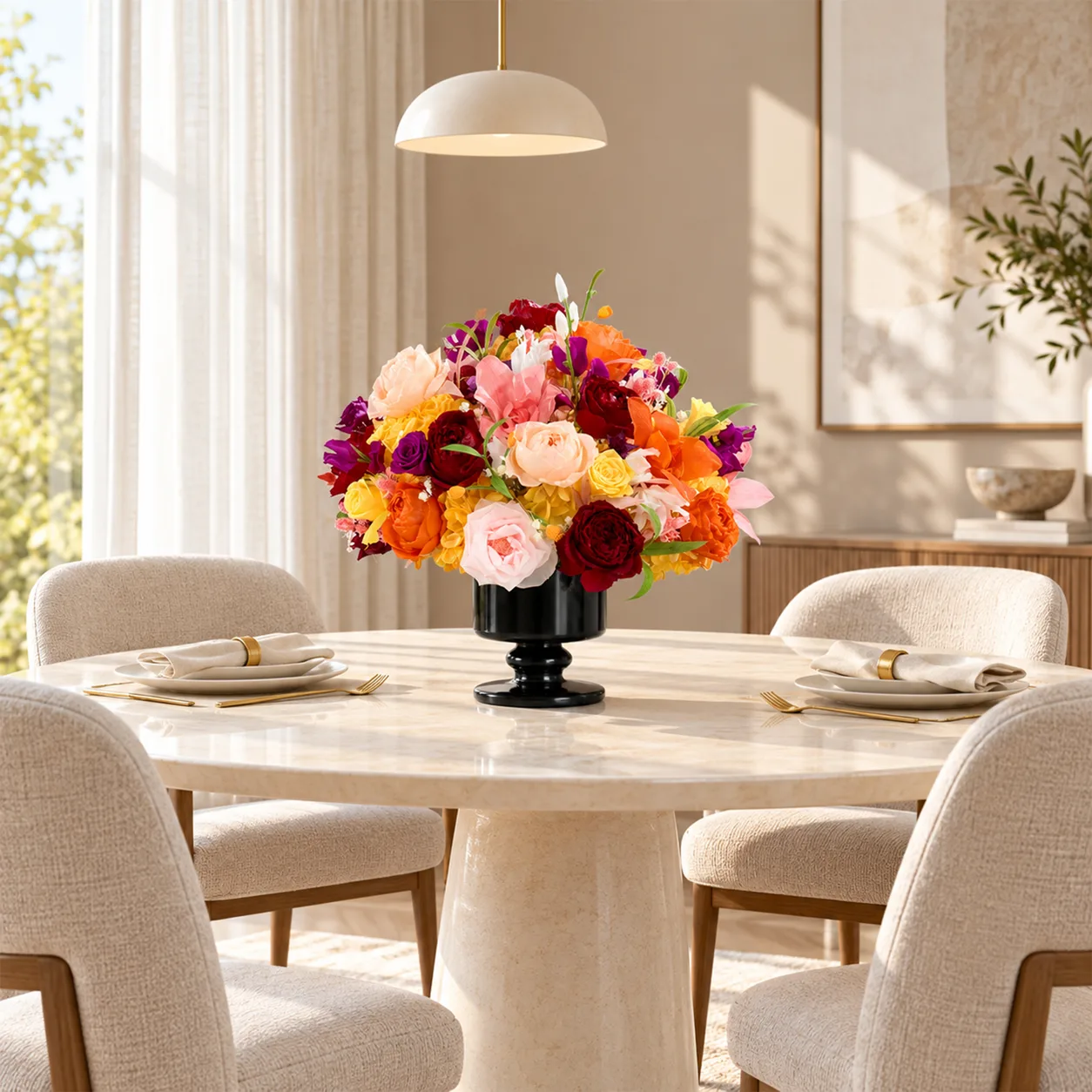Sunset Garden Marble Arrangement on a dining table
