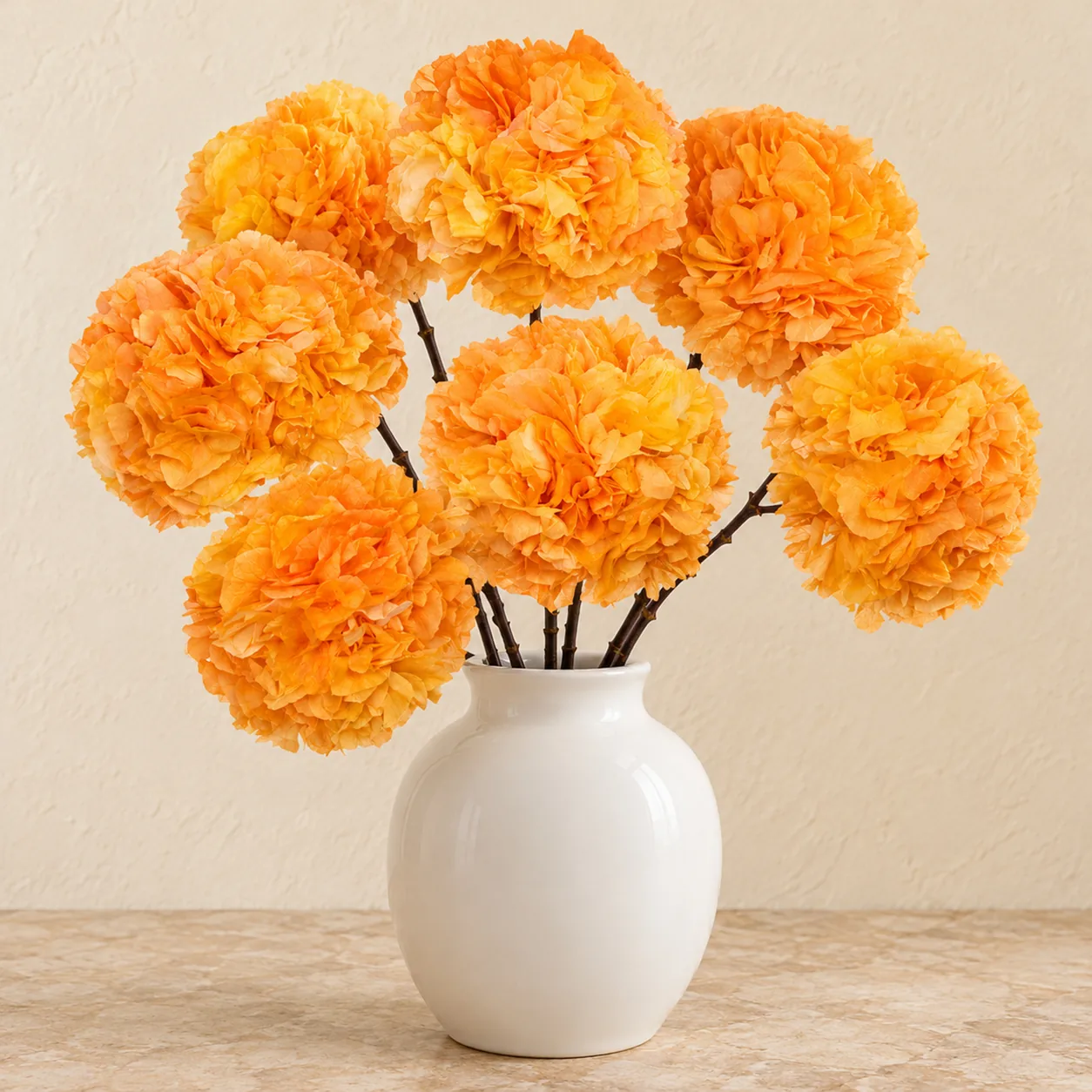 Sunset Orange Hydrangea Stems